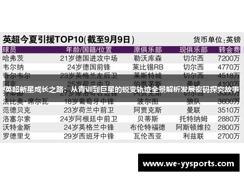 英超新星成长之路:从青训到巨星的蜕变轨迹全景解析发展密码探究故事 英超新星成长之路:从青训到巨星的蜕变轨迹全景解析发展密码探究故事